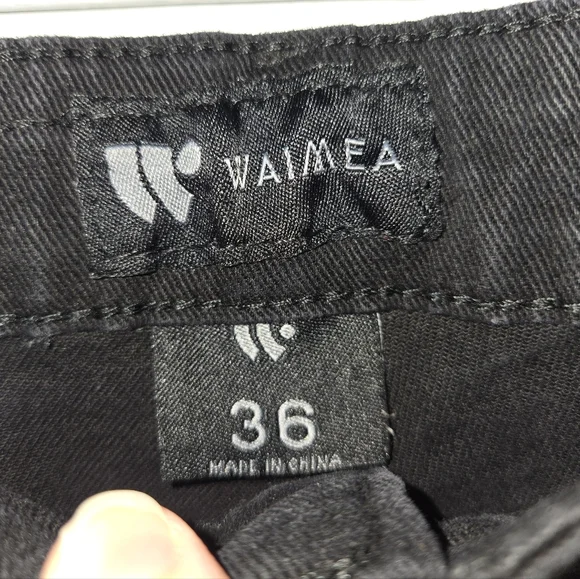 Waimea Men's 36x32 Black Distressed Moto Jeans with Reflective Stripes - Picture 6 of 13